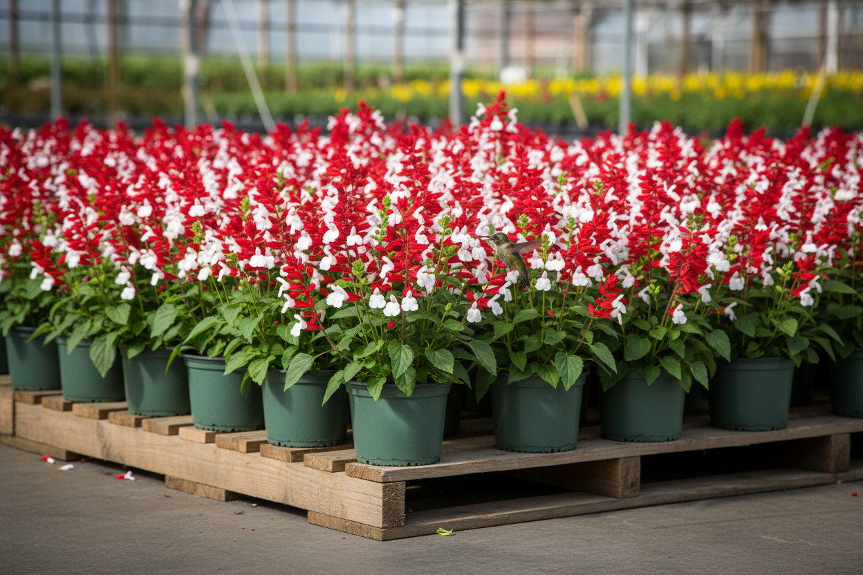30 salvia quart plants with red and white bicolor flowers